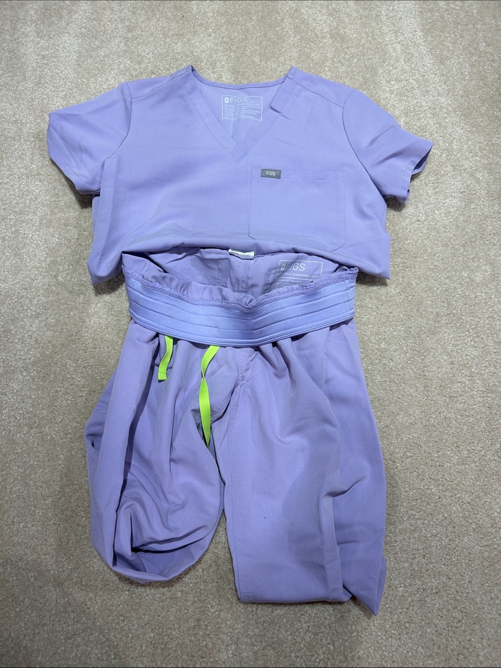 FIGS Scrub Set with Neon Drawstring